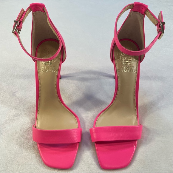 NWOB Vince Camuto Lauralie Hot Neon Pink 3.5” Ankle Strap Stilettos Size 6 - Picture 2 of 14